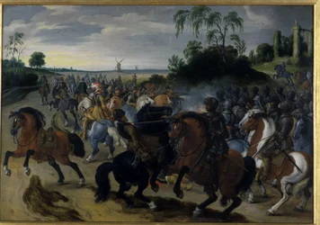 Kavallerie im Kampf am Fuße eines Hügels